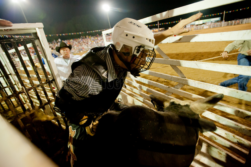 Bull riding at the Shady Dale Rodeo.